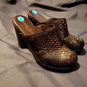 Diego di Lucca Collezioni size 6 Snakeskin Embossed Leather Mules